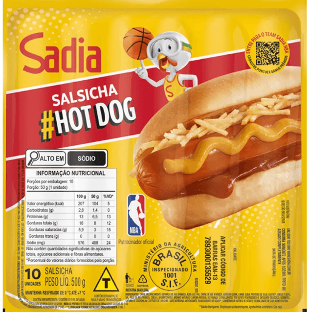 SALSICHA HOT DOG SADIA 500g