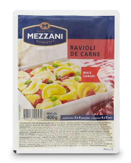 MASSA RAVIOLI MEZZANI 400 G 4 QUEIJOS