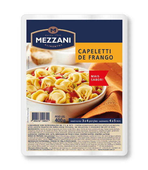 MASSA CAPELETTI MEZZANI 400 G CARNE