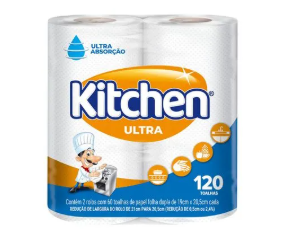 TOALHA DE PAPEL KITCHEN BRANCA 2 UNIDADES