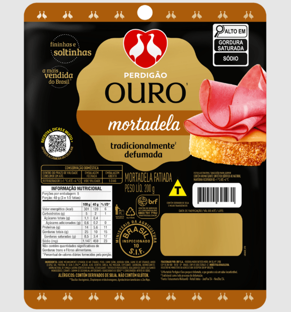 MORTADELA PERDIGÃO OURO FATIADA 200G