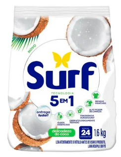 LAVA ROUPAS PÓ SURF 5 EM 1 COCO 1,6KG