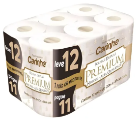 PAPEL HIGIÊNICO CARINHO PREMIUM L12 P11. 20M