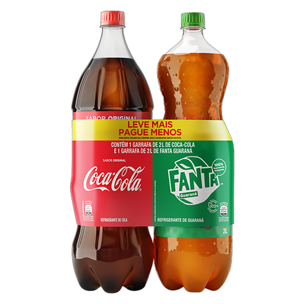 REFRIGERANTE COCA COLA + FANTA GUARANA 2L LEVE+ PAGUE -