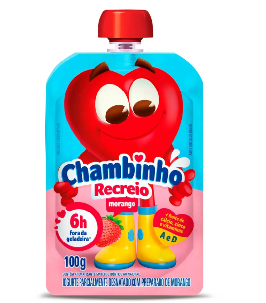 IOGURTE LIQ CHAMBINHO P/LEVAR 100 G MORANGO