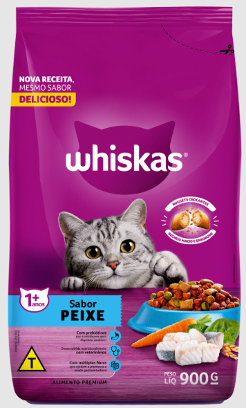 RACAO P/GATOS WHISKAS 900G PEIXE