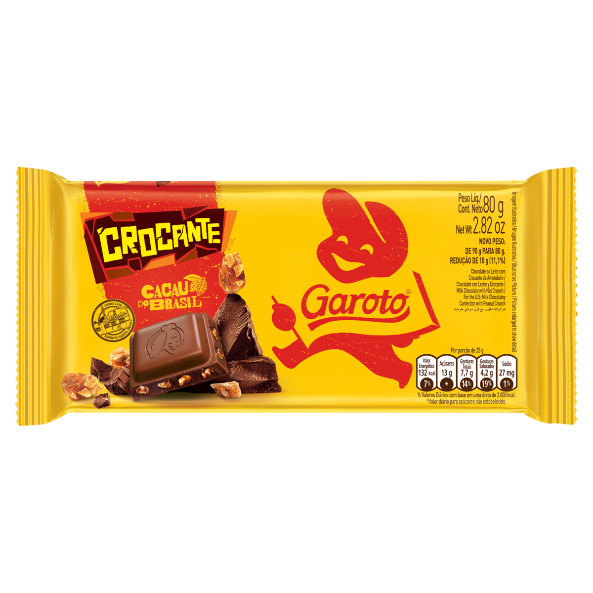 CHOCOLATE GAROTO TABLETE 80G CROCANTE