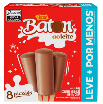 PACK PICOLE LEVE + PAGUE - GAROTO BATON AO LEITE 360G