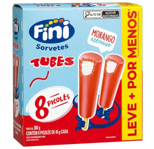 PACK PICOLE LEVE+ PAGUE- FINI TUBES MORANGO AZEDINHO 360G