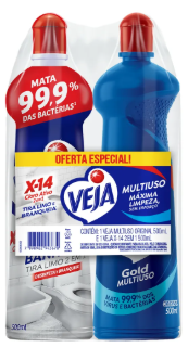 KIT LIMPADOR MULTIUSO ORIGINAL GOLD 500ML + BANHEIRO X-14 500ML