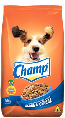 RACAO P/CAES CHAMP CARNE E CEREAL 900G