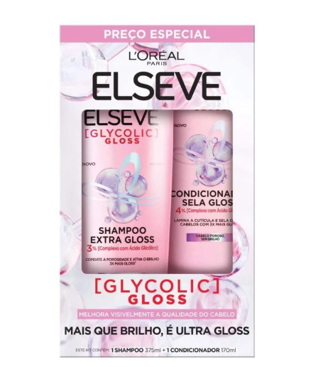 KIT SH375ML+COND 170ML ELSEVE 2 UN GLYCOLIC GLOSS