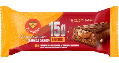 BARRA PROTEICA 3 CORACOES CAPPUCCINO CARAMELO SALGADADO 50G